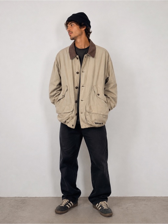 Timberland Other - Vintage 1996 Timberland Rugged barn Jacket Beige Canvas Utility Coat pocket